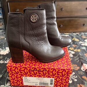 Tory Burch Dark Brown Ankle Booties